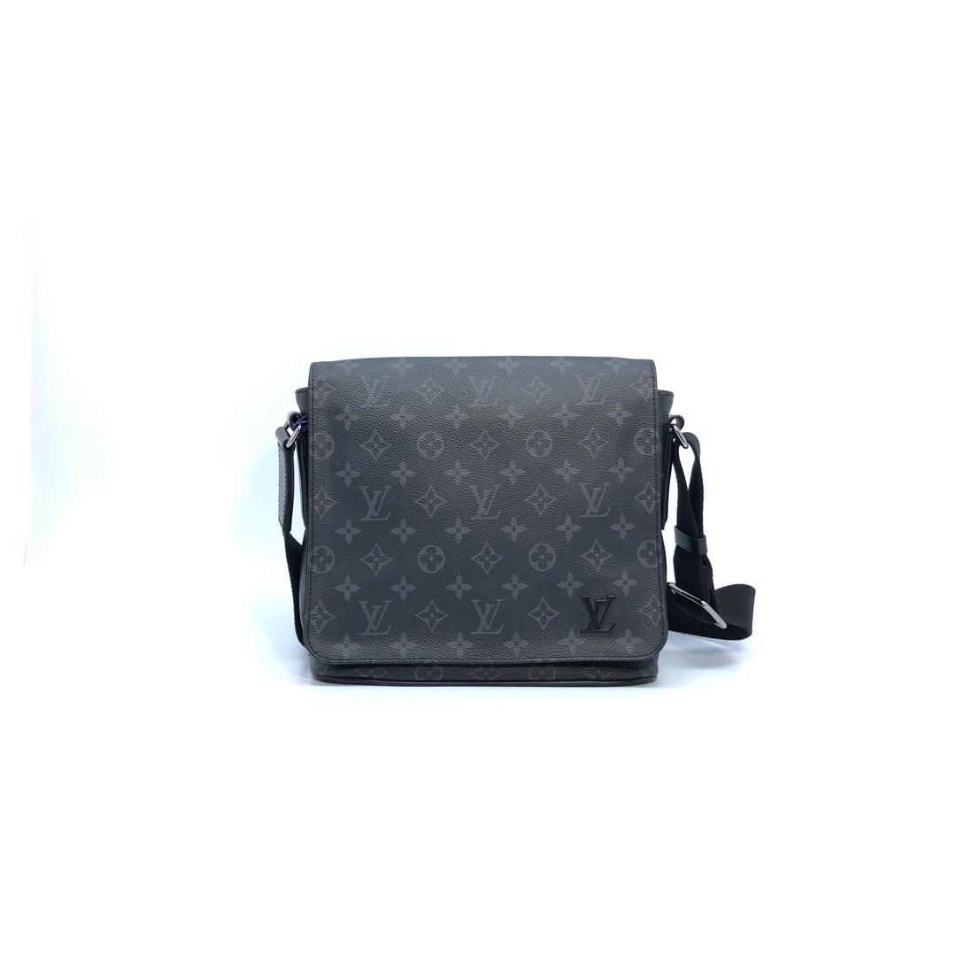 99新 LouisVuitton/路易威登 黑花单肩包/2928号男士黑色经典98新
