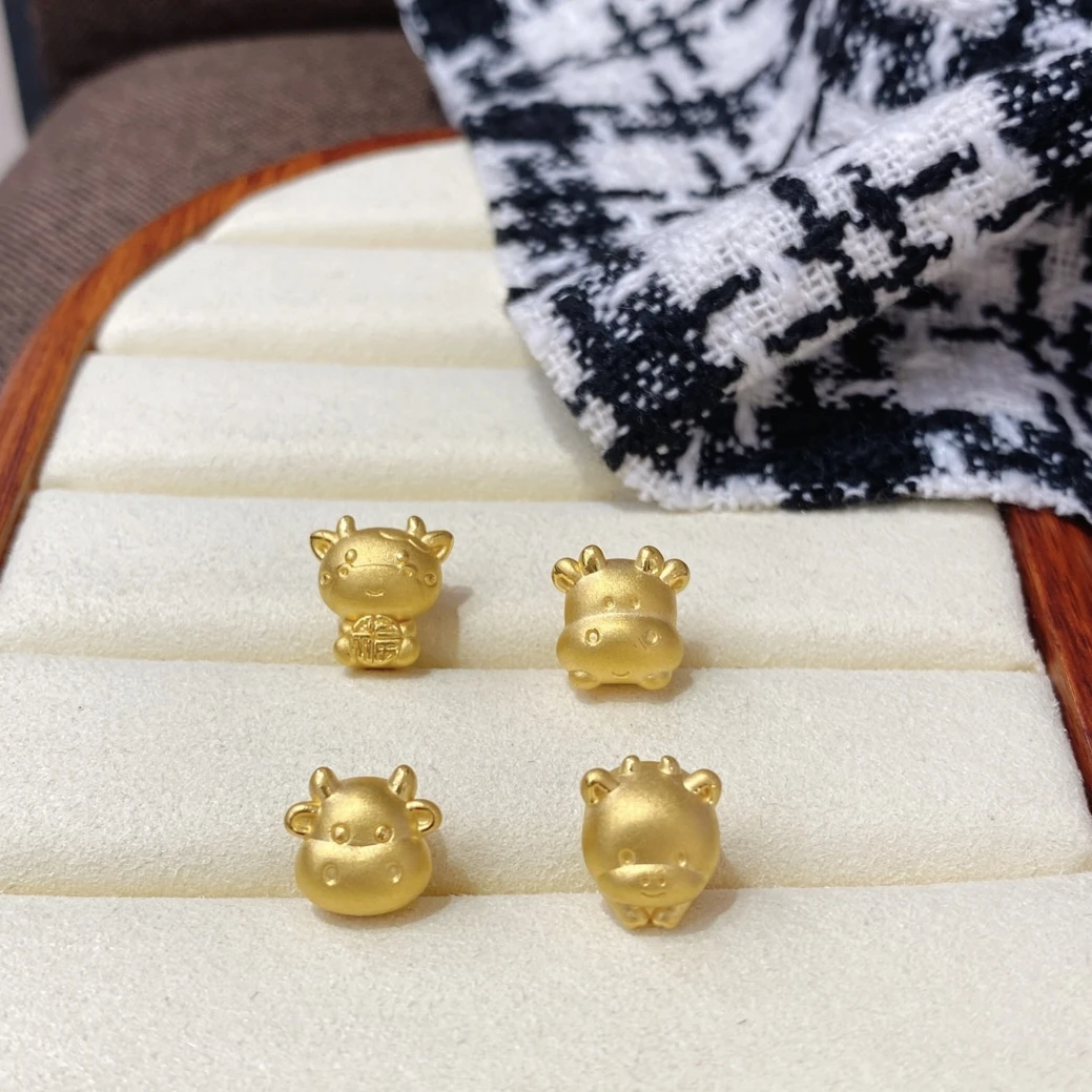 足金999黄金生肖牛转运珠硬金水贝送女友送人成人宝宝按克编绳