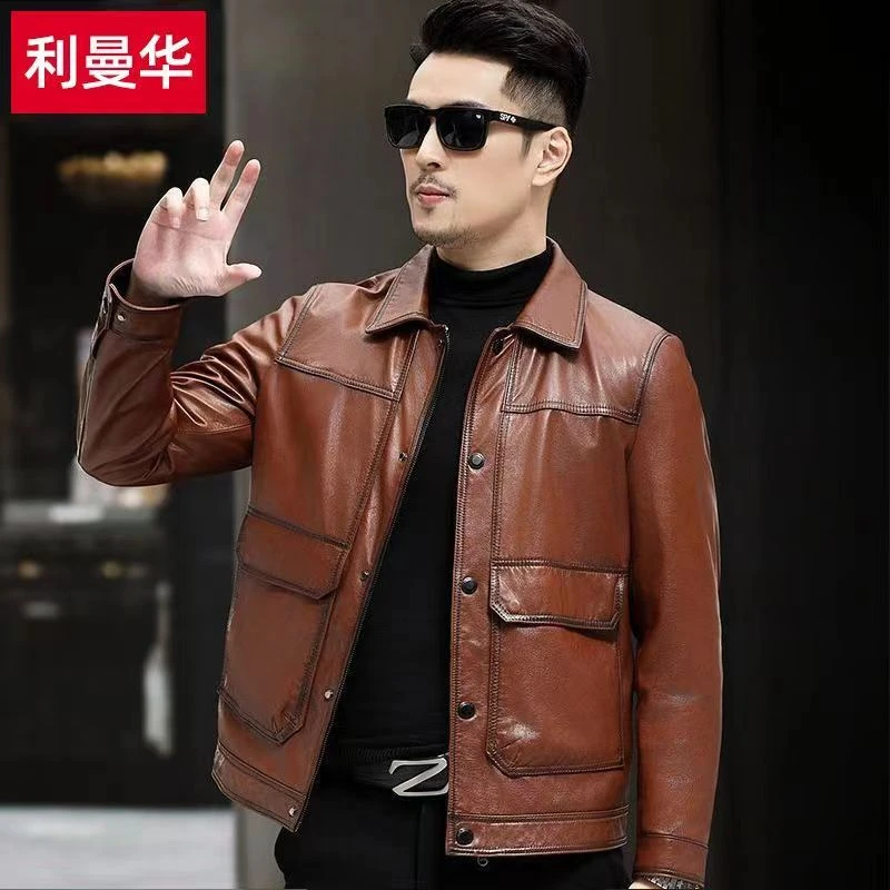 A2251ZDYL男士时尚休闲真皮男装真皮皮衣头层小牛皮