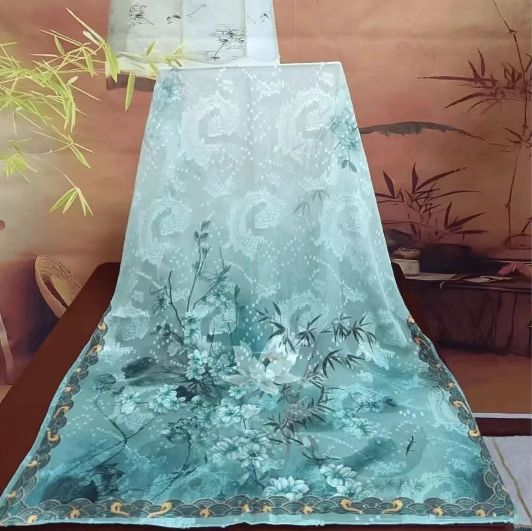 【青竹白莲】70*180香云剪花丝巾大方气质长款