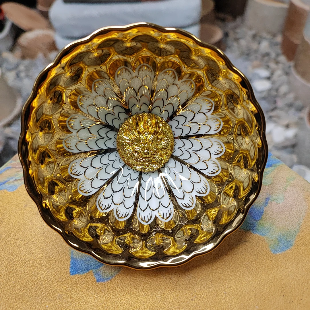 a闪购商品】金玉满堂盘龙杯 精美无暇 茶器 茶杯 主人杯 A（无礼盒）