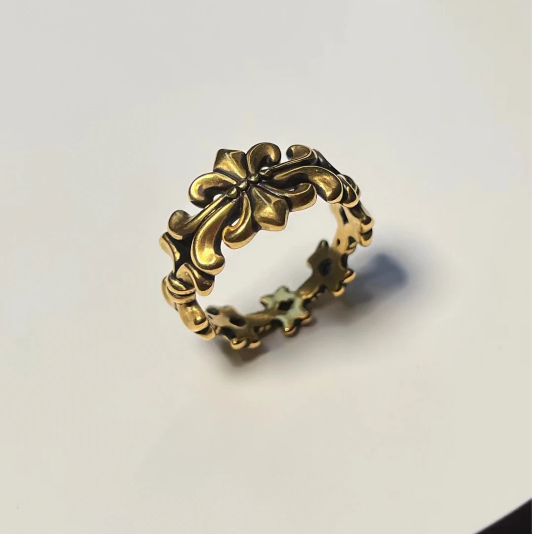 【足金999鸢尾花戒指】黑金戒指#精品硬金工艺#