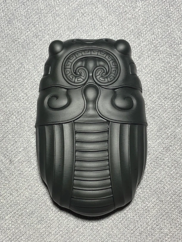 （蝉砚）罗纹坑，暗细罗纹，尺寸13.2-8.3-3.7厘米