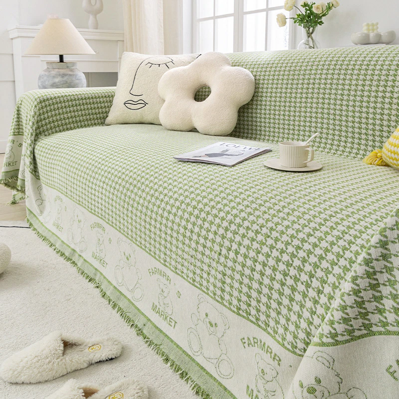 千鸟格沙发巾通用弹力沙发套罩全包多功能一体式全盖防猫抓沙发套