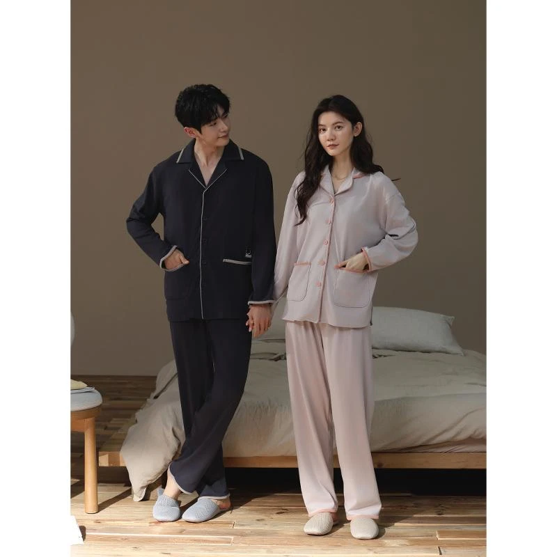 【德绒】双面磨毛情侣睡衣秋冬季加厚加绒保暖休闲开衫男女家居服