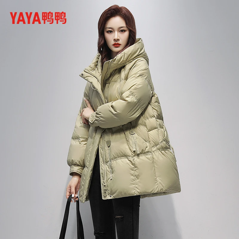 鸭鸭中长款羽绒服女冬季2024新款时尚大牌气质百搭简约小个子外套