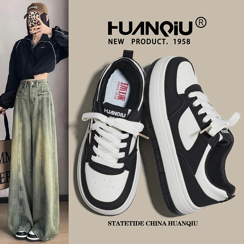 环球熊猫板鞋女秋季2025新款韩版厚底休闲鞋子ins潮流百搭运动鞋