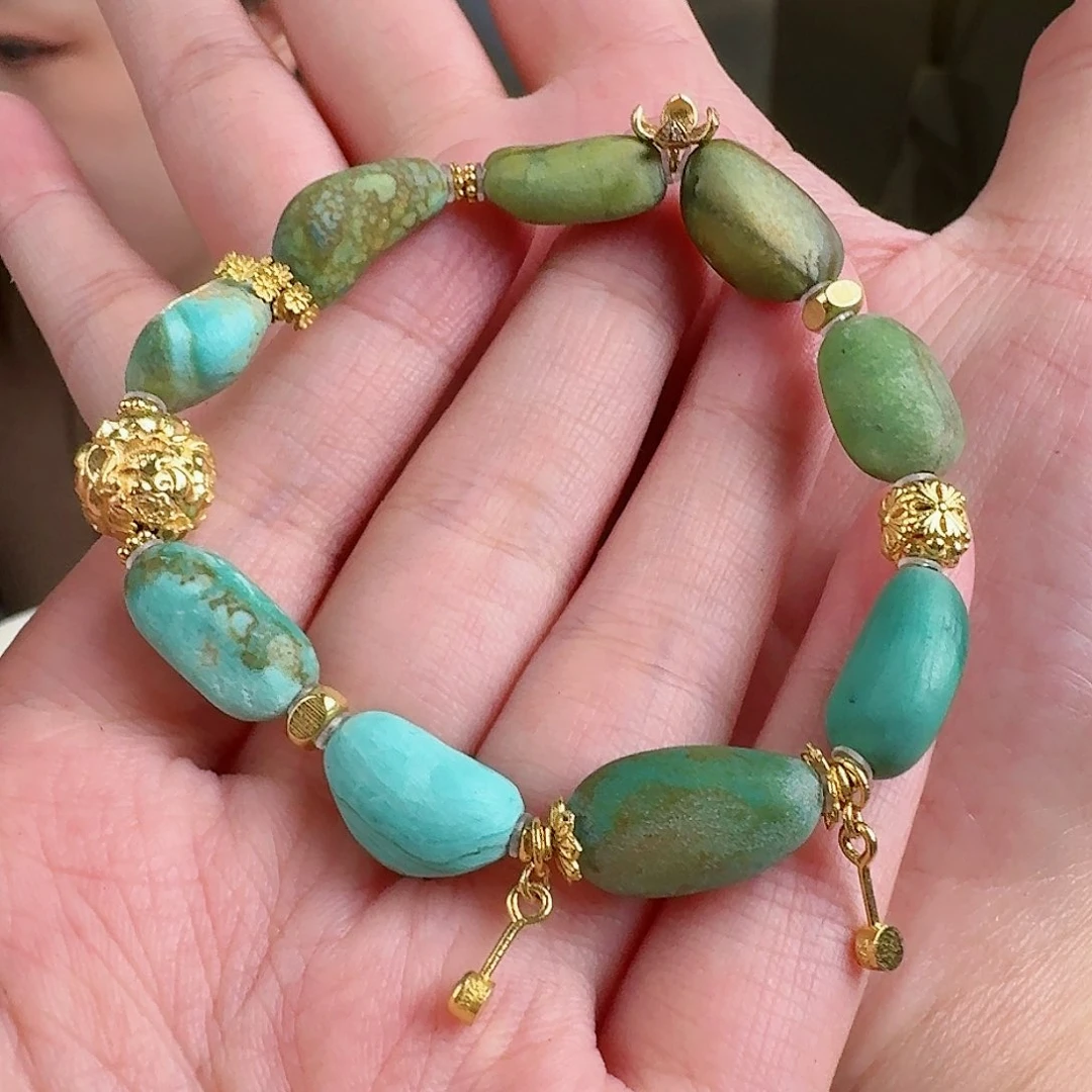 绿松石珠宝奇石18K金镶嵌