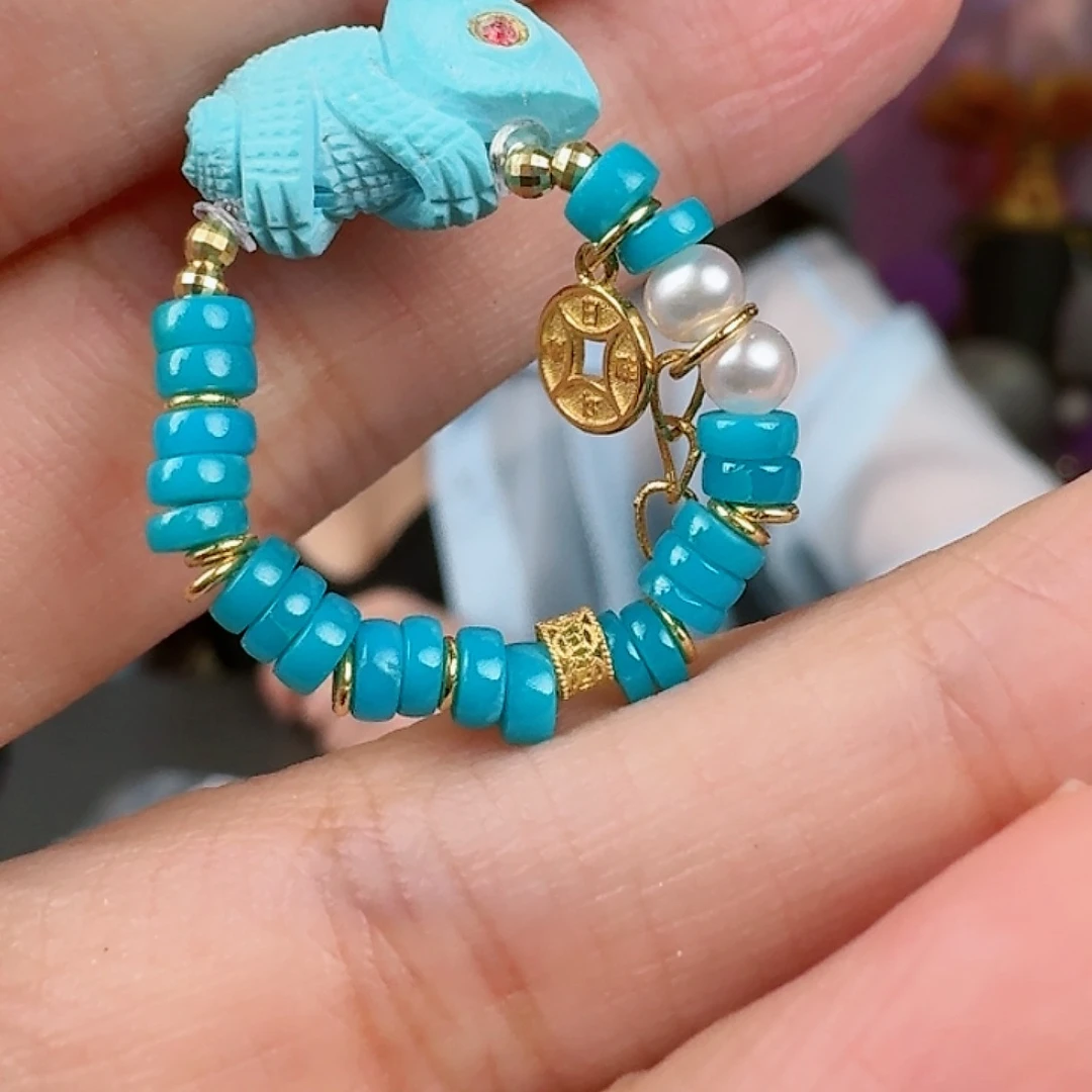 绿松石珠宝奇石18K金镶嵌