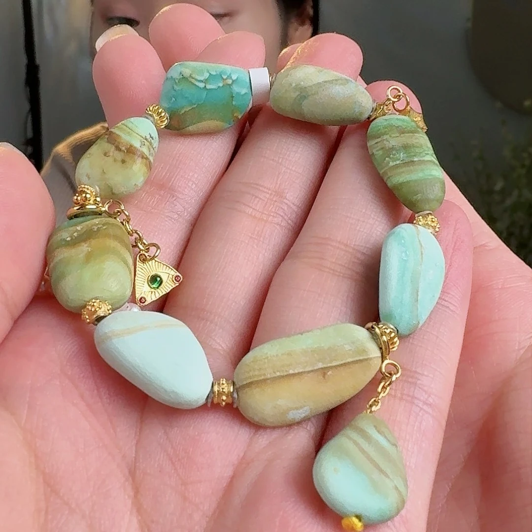 绿松石珠宝奇石18K金镶嵌