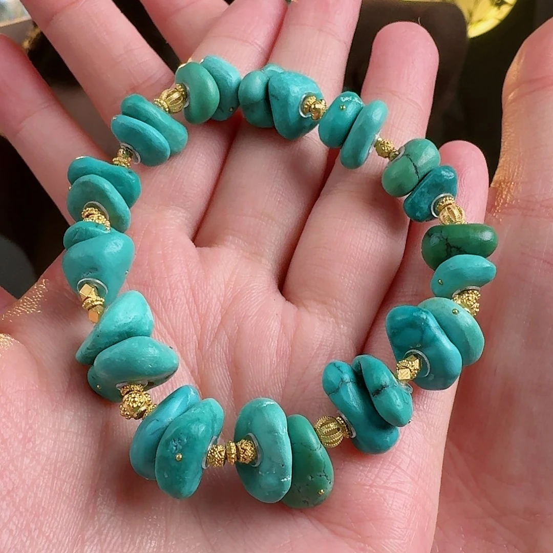 绿松石珠宝奇石18K金镶嵌