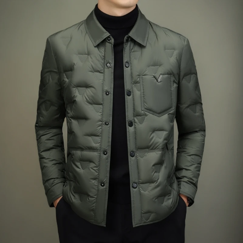 先生风采品牌高端男装冬季新款翻领轻薄休闲男士外套高级感羽绒服