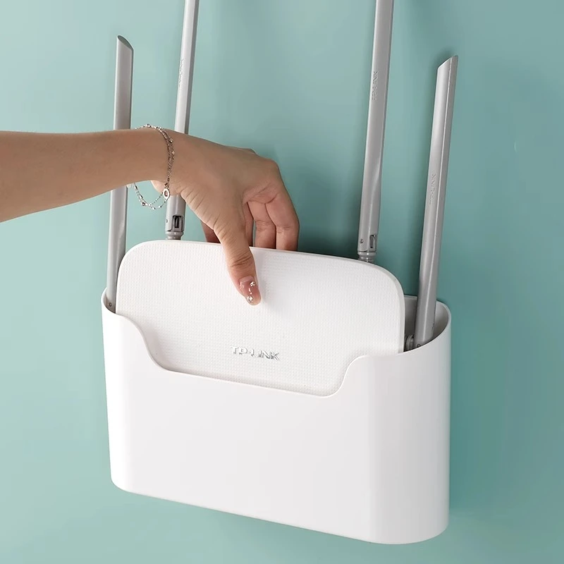 无线路由器收纳盒免打孔壁挂式客厅机顶盒墙上挂架放wifi置物架子