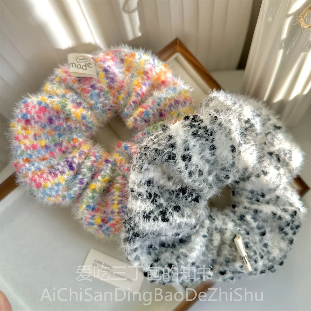 秋冬新款超仙针织彩色大肠圈超大号发圈高品质森女系发饰毛绒头饰