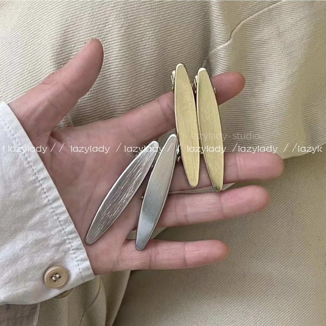 少女金属刘海碎发一字鸭嘴造型侧边化妆小发夹女发卡镂空黑色夹子