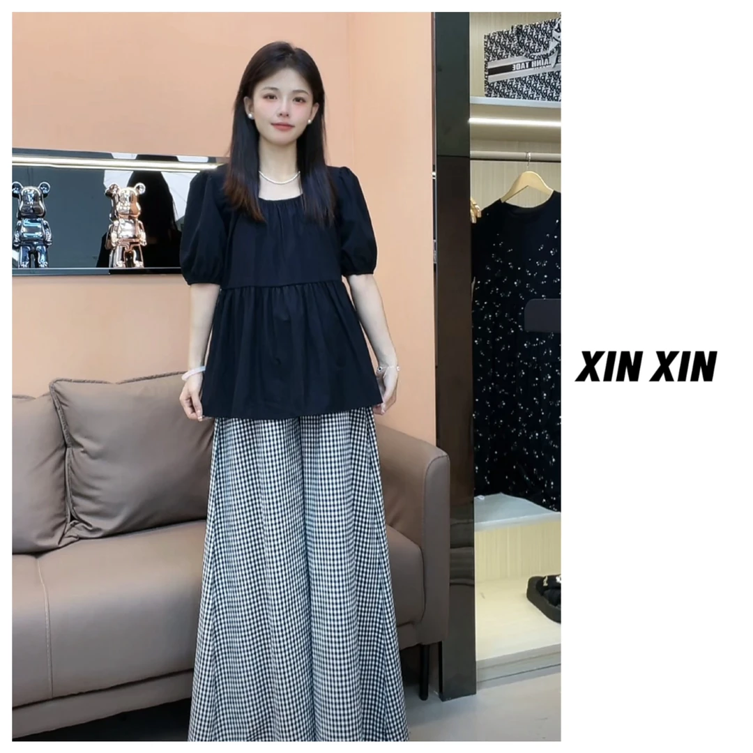 【昕昕】孕妇洋气时尚小衫减龄上衣＋休闲薄款裤子