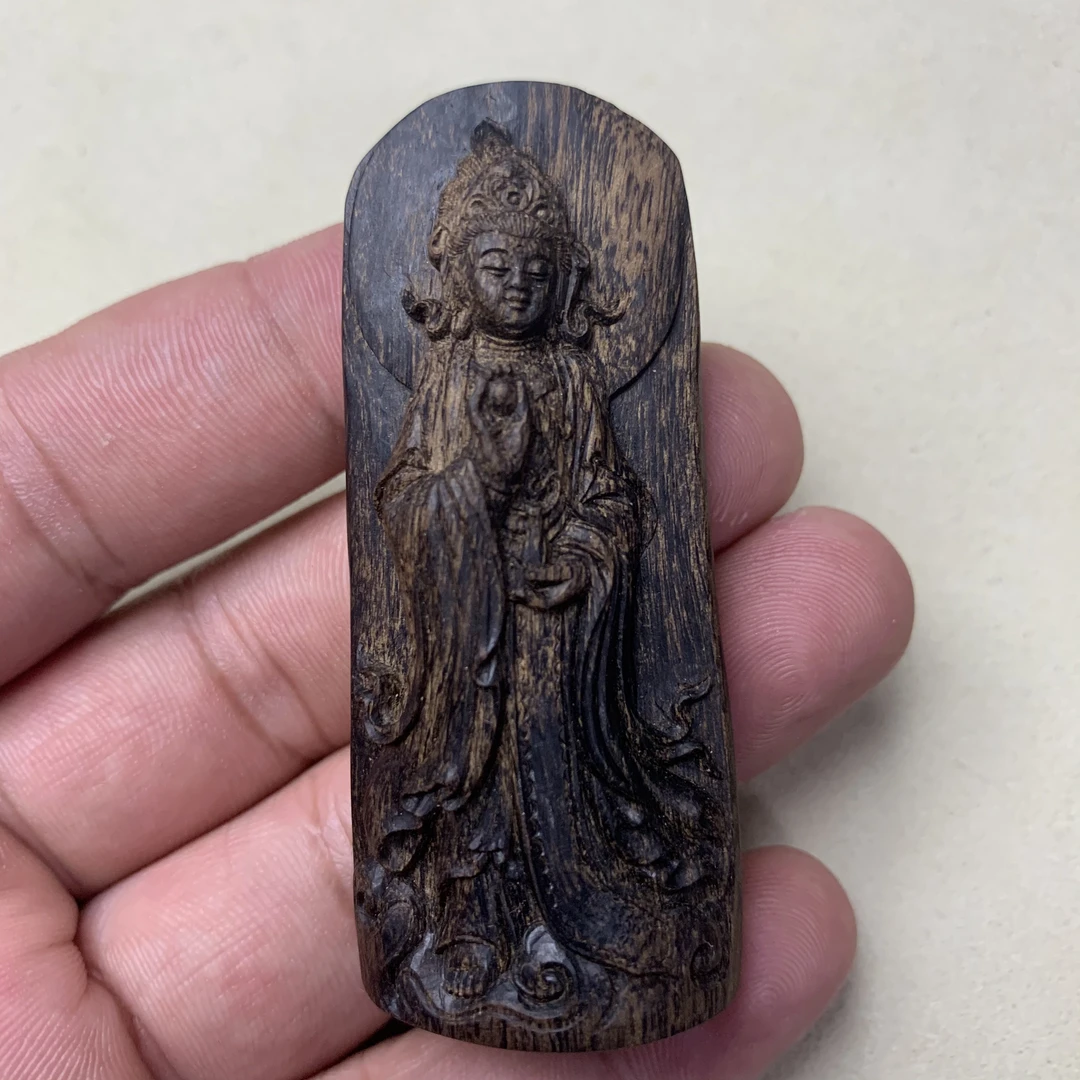 文莱沉香沉水老料观音挂件