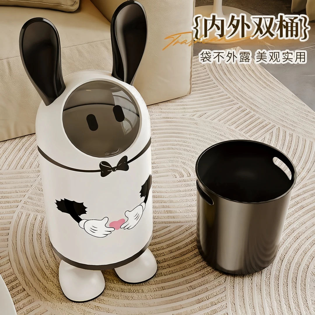 垃圾桶家用新款客厅高颜值卫生间厕所带盖卧室纸篓可爱创意收纳桶