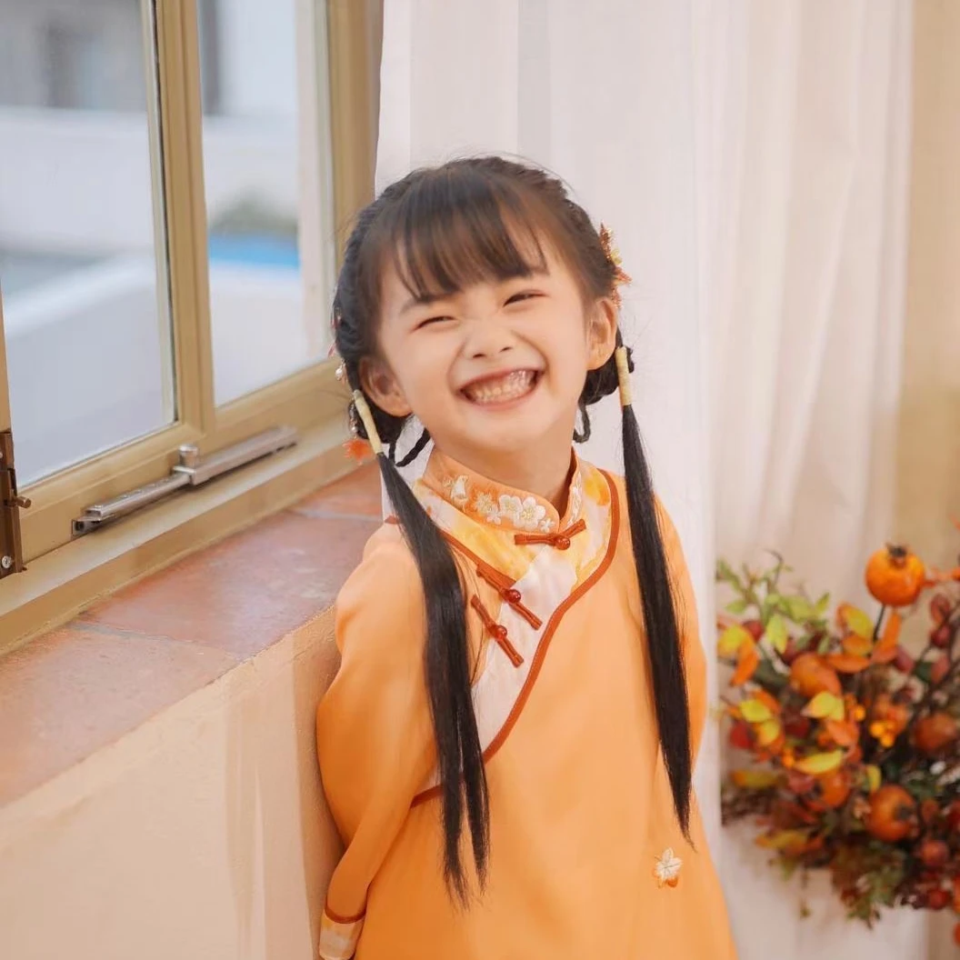 西子问女童汉服【姝影-橘 】古风汉元素套装