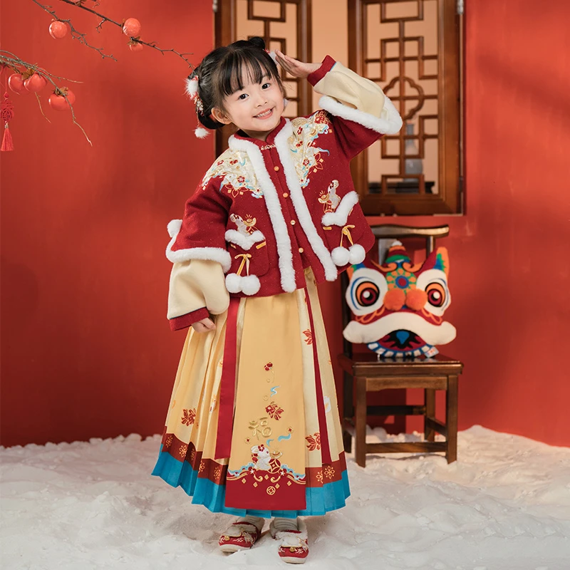 西子问汉服女童【岁檀】拜年服唐装儿童喜庆过年宝宝装古装礼服冬