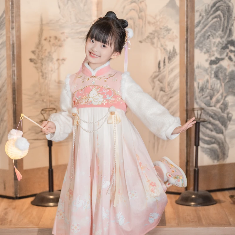 西子问【舒糯】汉服女童冬款加厚童装古风汉元素唐制襦裙