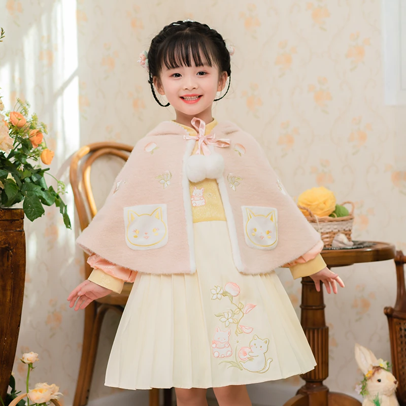 西子问女童汉服【梦姝】改良仙女百搭秋款斗篷