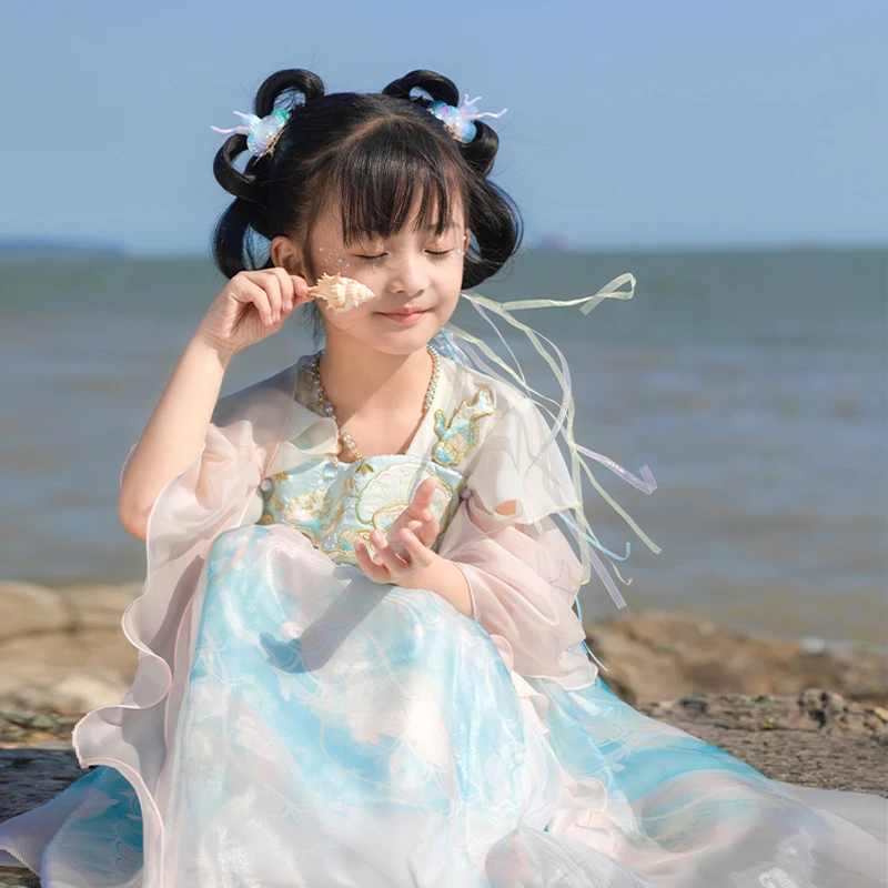 西子问齐胸襦裙【清沅】夏季新款日常中国风改良汉服清凉童装女童