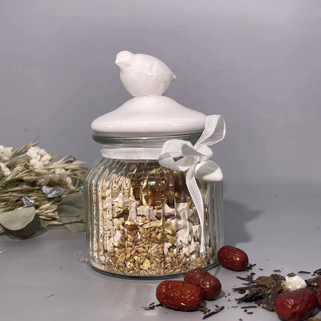 小鹌鹑玻璃罐装饰品摆件新中式样板房厨房隔断密封罐储物罐防漏