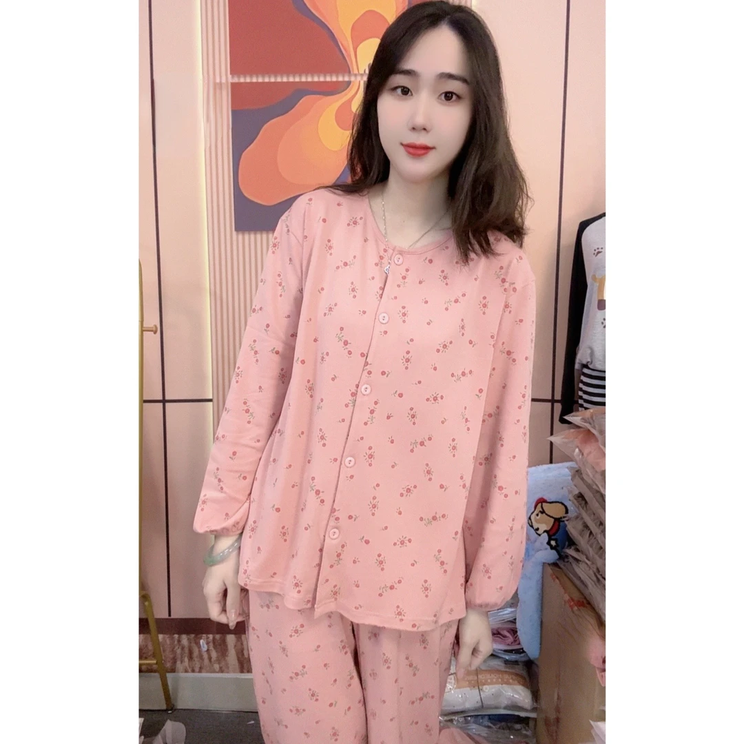 睡衣女冬季新款纯棉长袖长裤韩版甜美休闲家居服套装（碎花甜心）