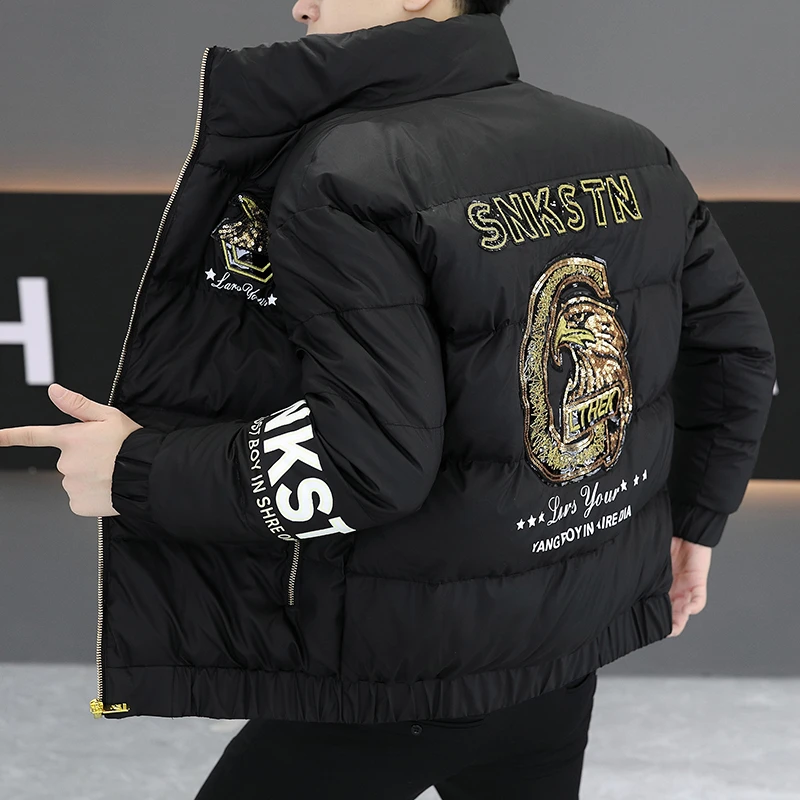 男士秋冬百搭潮流烫钻棉服2024新款轻奢烫钻高品质保暖男装A10