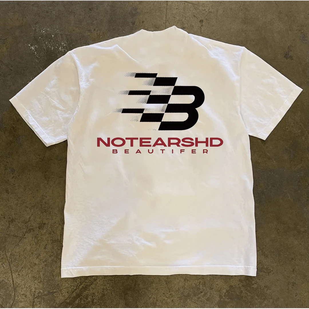 230g重磅美式纯棉T恤男士潮牌数字幻影英文夏季男女同款短袖不透