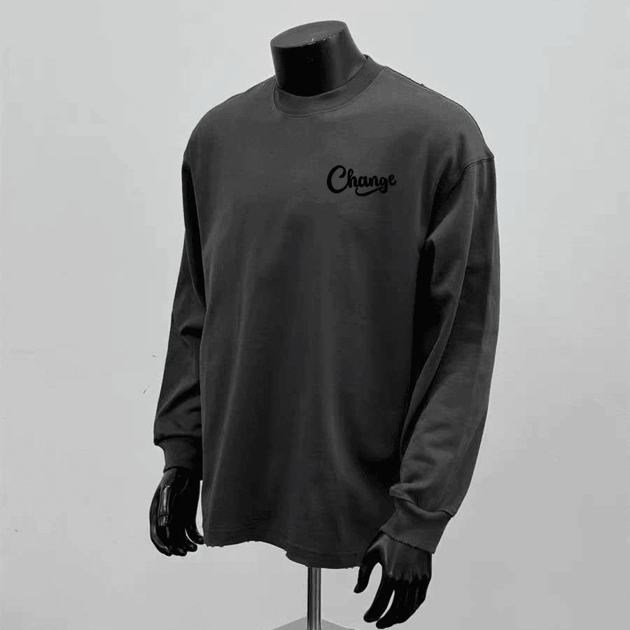 100%纯棉重磅秋季复古高级感cleanfit简约字母T恤厚重打底衫长袖