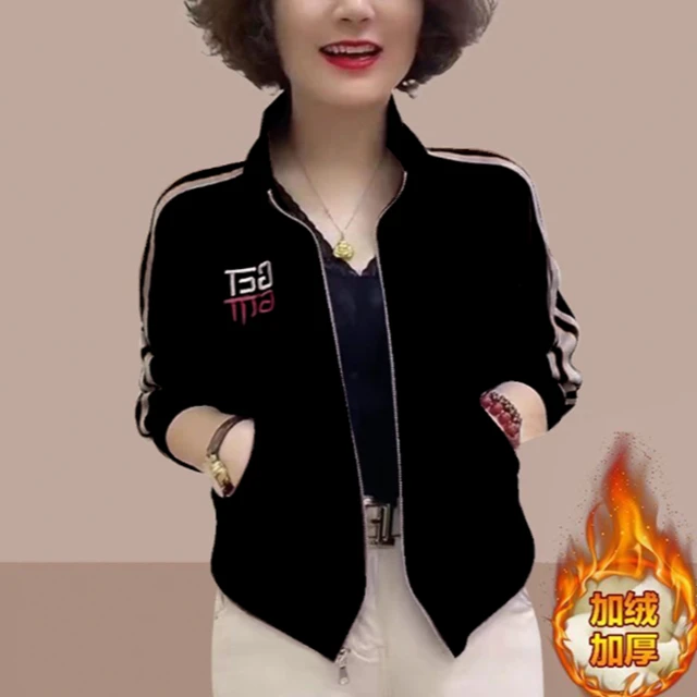 婴儿绒韩版洋气棒球服潮流新款外套2024年秋冬款女装加绒加厚百搭