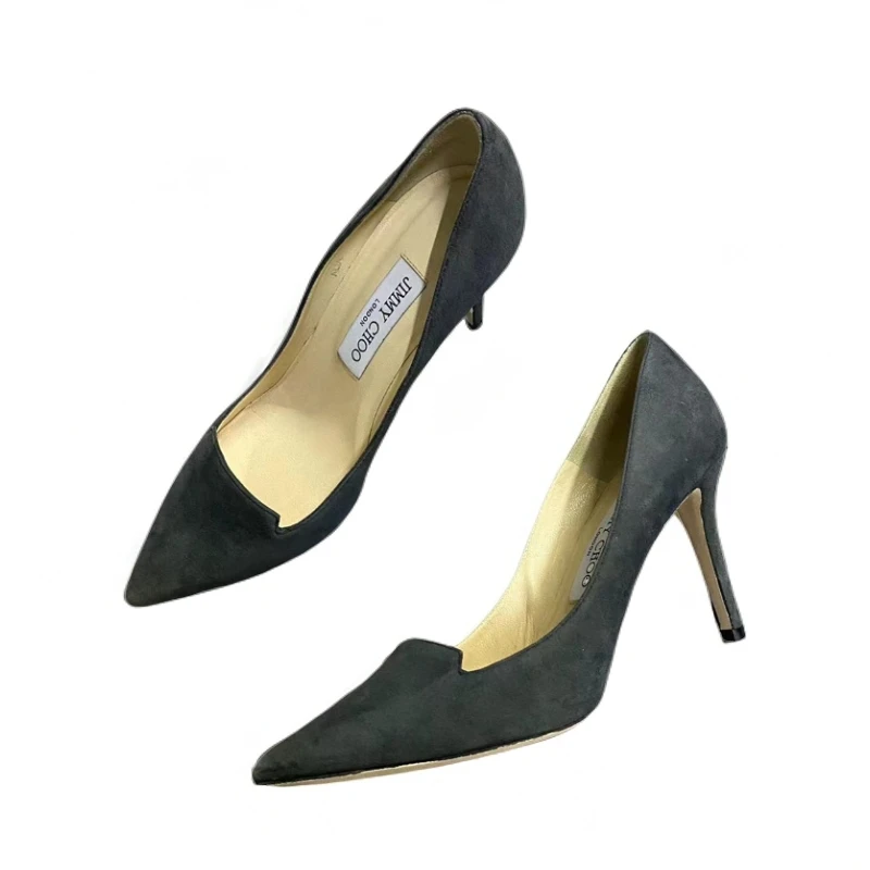 95新 JIMMY CHOO/吉米周 折扣灰色时尚百搭尖头高跟鞋36.5 310