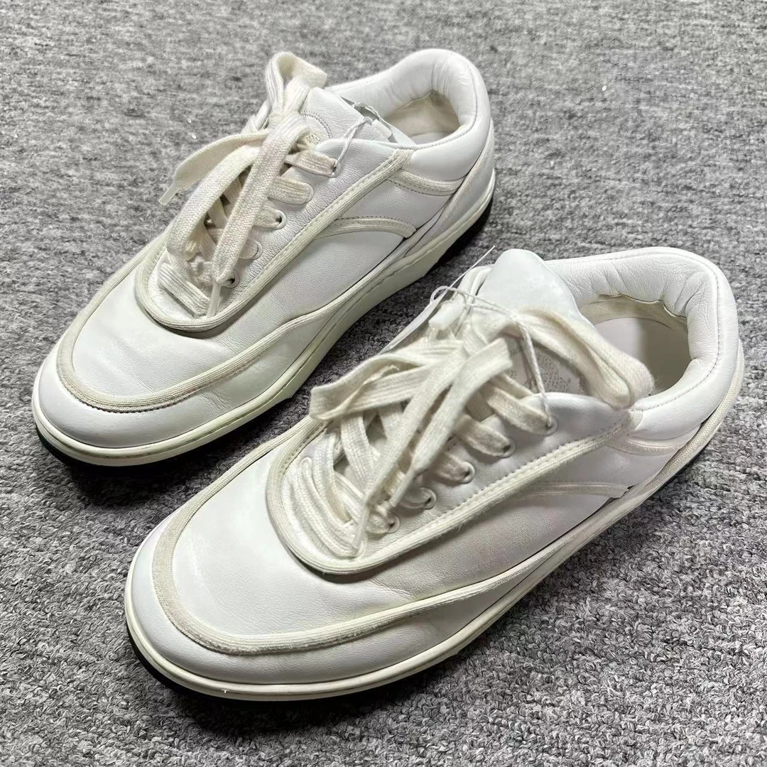 95新 Chanel/香奈儿 折扣黑色白花休闲后系带跟鞋36.5码xxs359