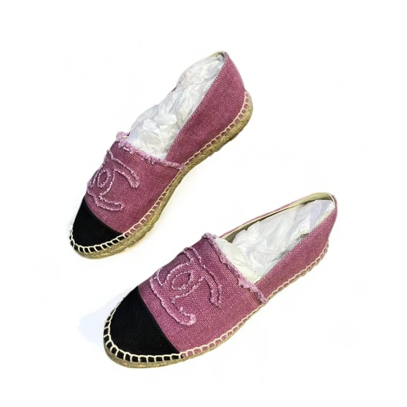 99新 Chanel/香奈儿 仔仔紫色编织时尚百搭渔夫鞋 36码 xfl011