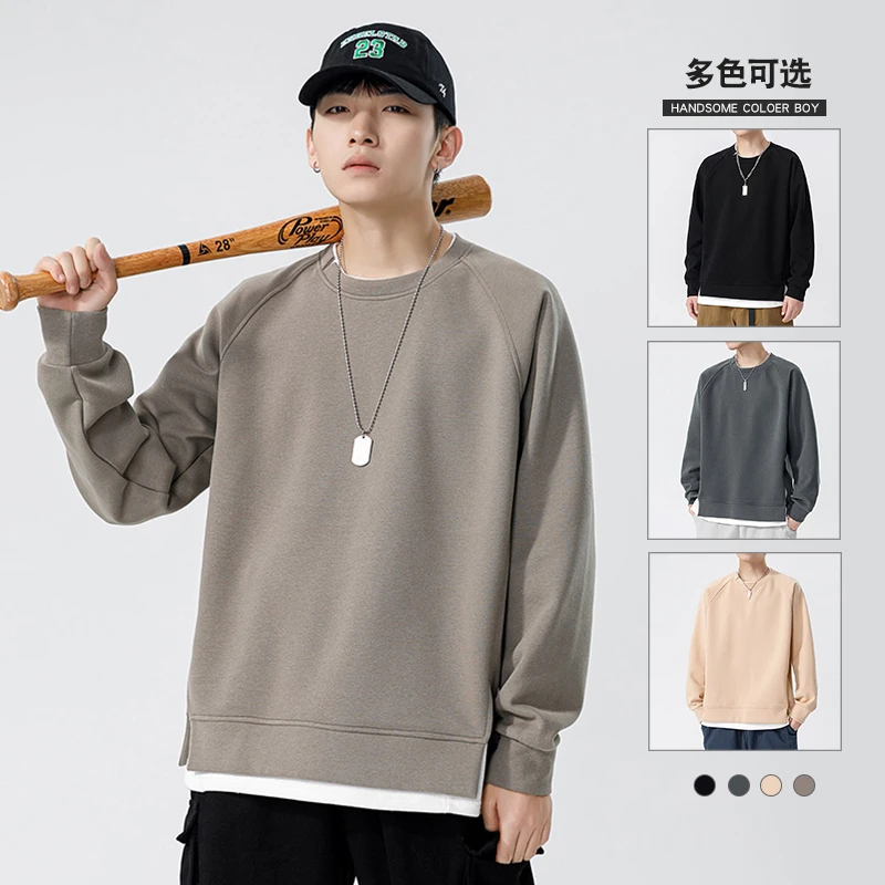 公输家族美式潮牌重磅卫衣男2024春季宽松休闲圆领卫衣假两件