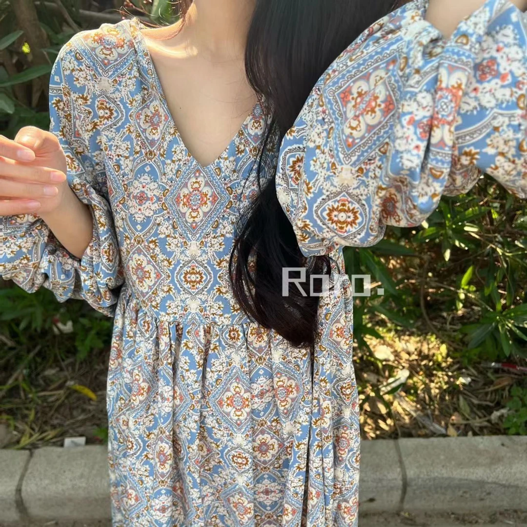 【ROUROU】油画｜专属 温柔简约长款显瘦复古减龄连衣裙Ro-2030