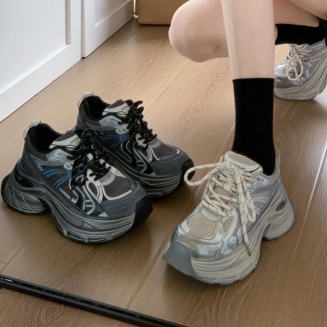 贾不假厚底老爹鞋女2025秋冬新款复古时尚百搭鞋子增高轻便运动鞋