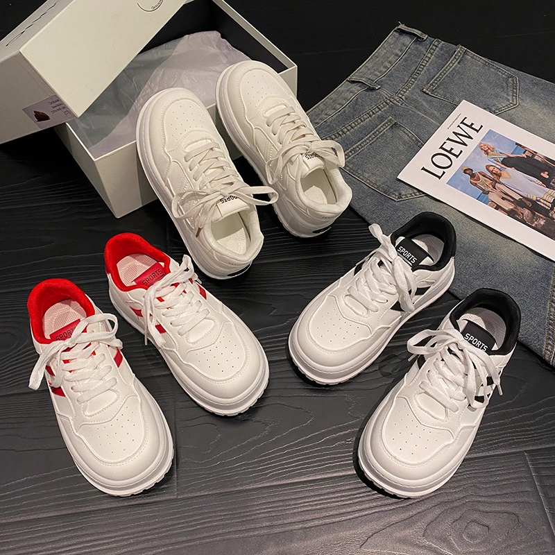 贾不假超火女士休闲鞋2024夏季新款百搭简约时尚松糕厚底小白鞋夏