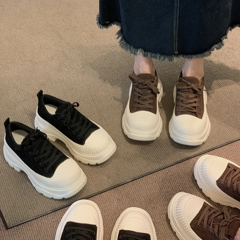 现货贾不假女式休闲鞋2025春季新款超火百搭小个子厚底舒适运动鞋