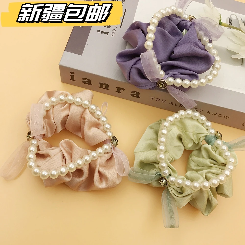 （新疆包邮）复古珍珠发圈设计感大肠发圈皮筋头绳高马尾扎头发气质