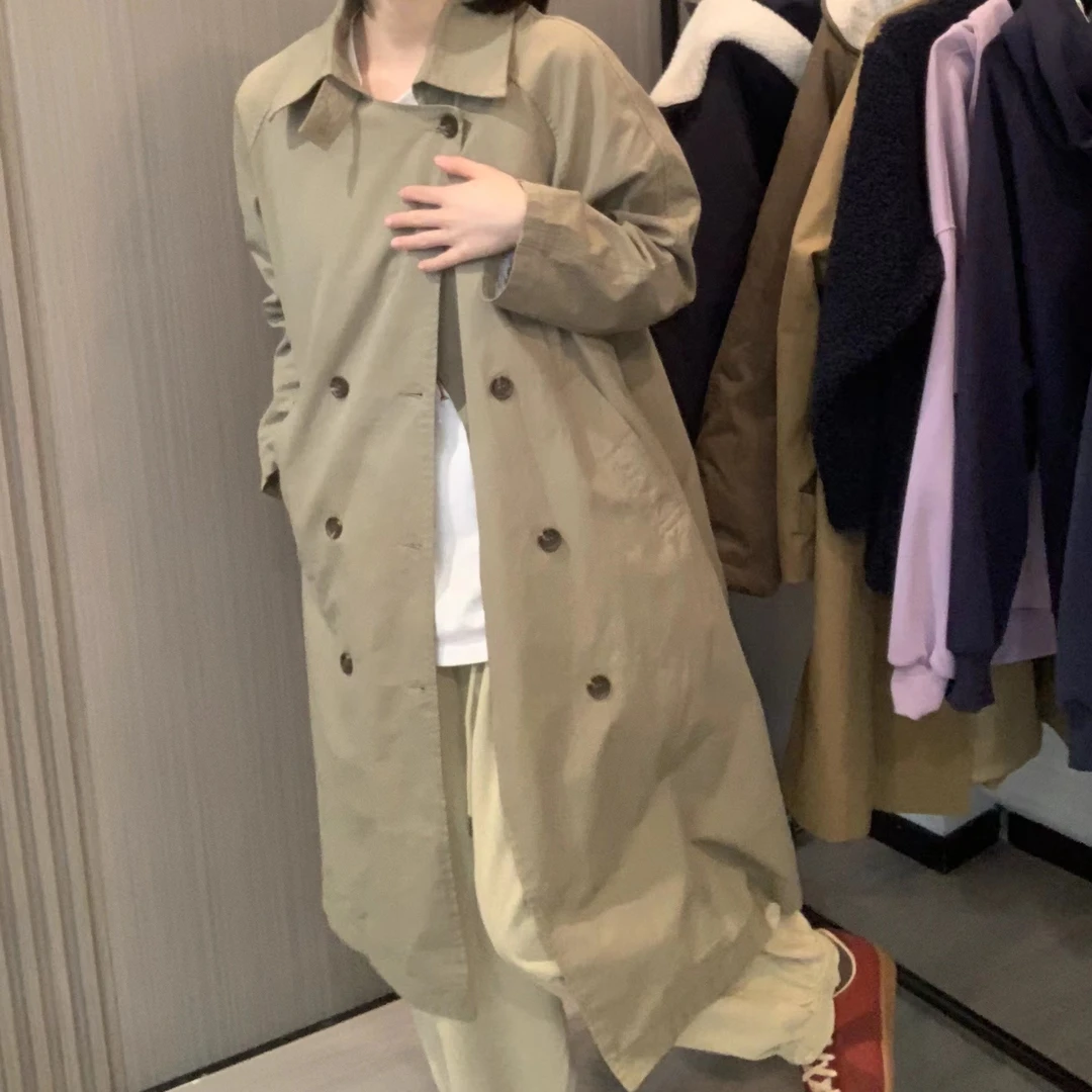 Sevbasks 七七家韩版 韩版豆绿色长款风衣【NO退NO换】