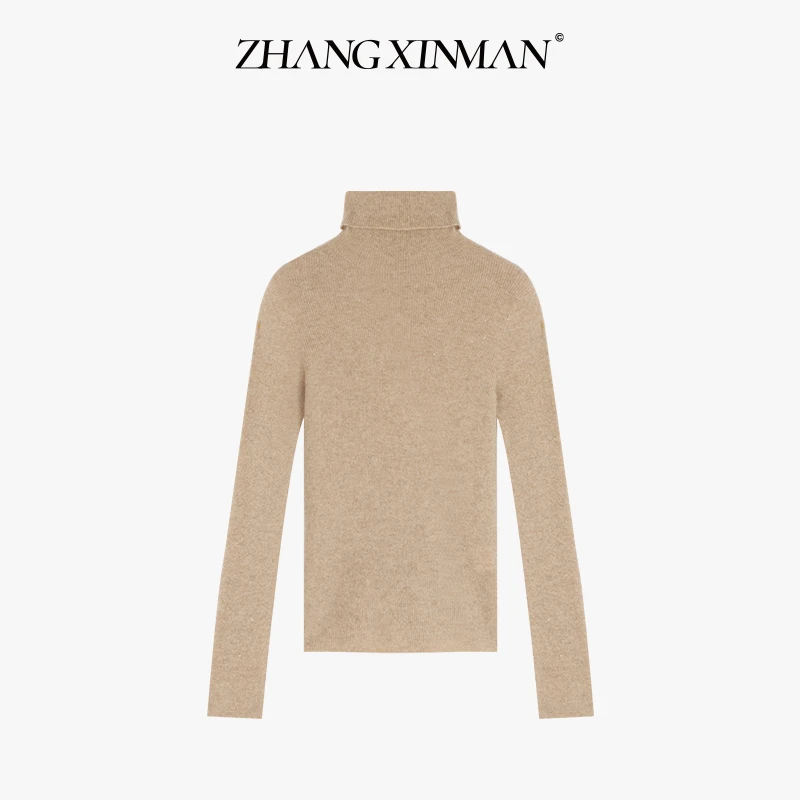 Zxm-【辞盼】100山羊绒 | 细闪高领打底上衣冬季优雅内搭针织衫
