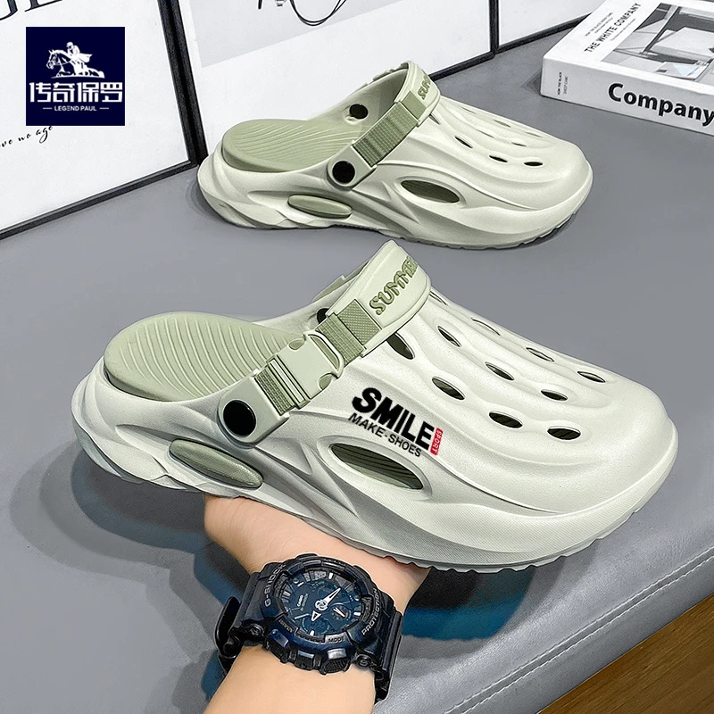 传奇保罗夏季新款男士轻便居家舒适防滑凉拖鞋外穿休闲潮流沙滩鞋