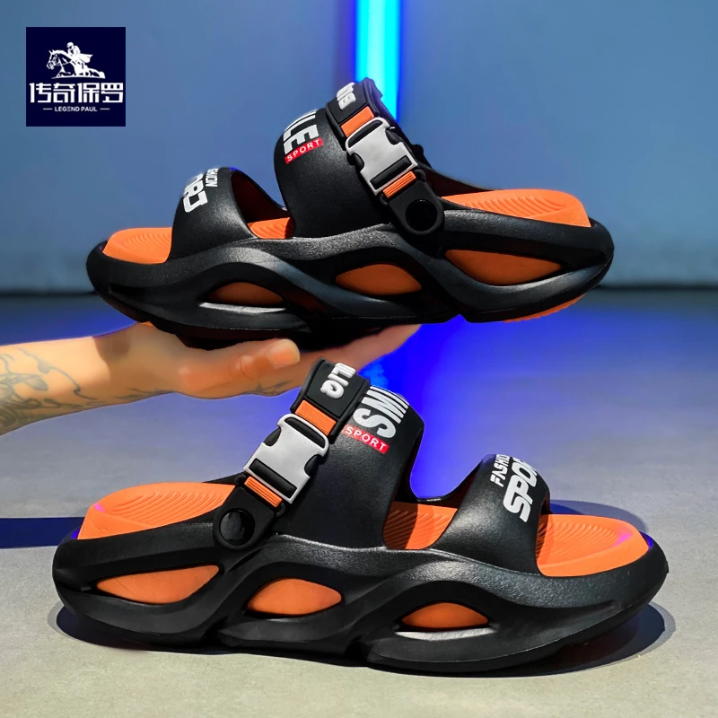 传奇保罗夏季新款男士凉鞋高档外穿软底防滑沙滩鞋大码两用凉拖鞋