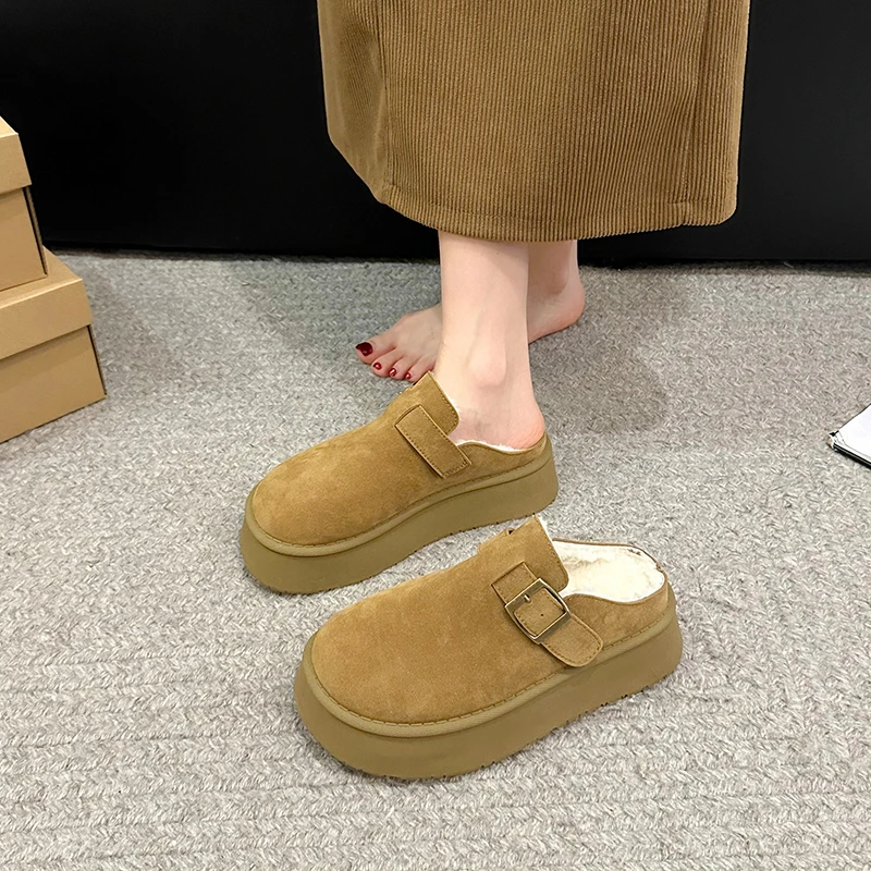 2024冬季新款加绒勃肯鞋女网红拖鞋休闲时尚百搭厚底勃肯厚底鞋女