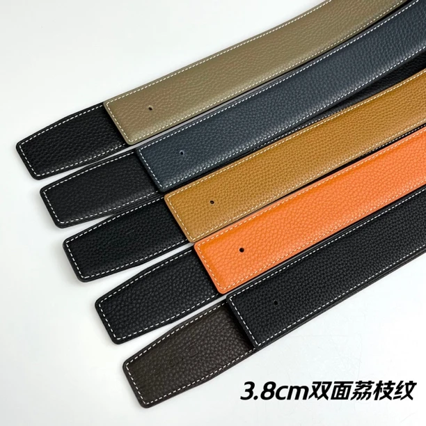 【白线荔枝纹】3.8双面真皮牛皮男士板扣腰带皮带替换带身（单带身）