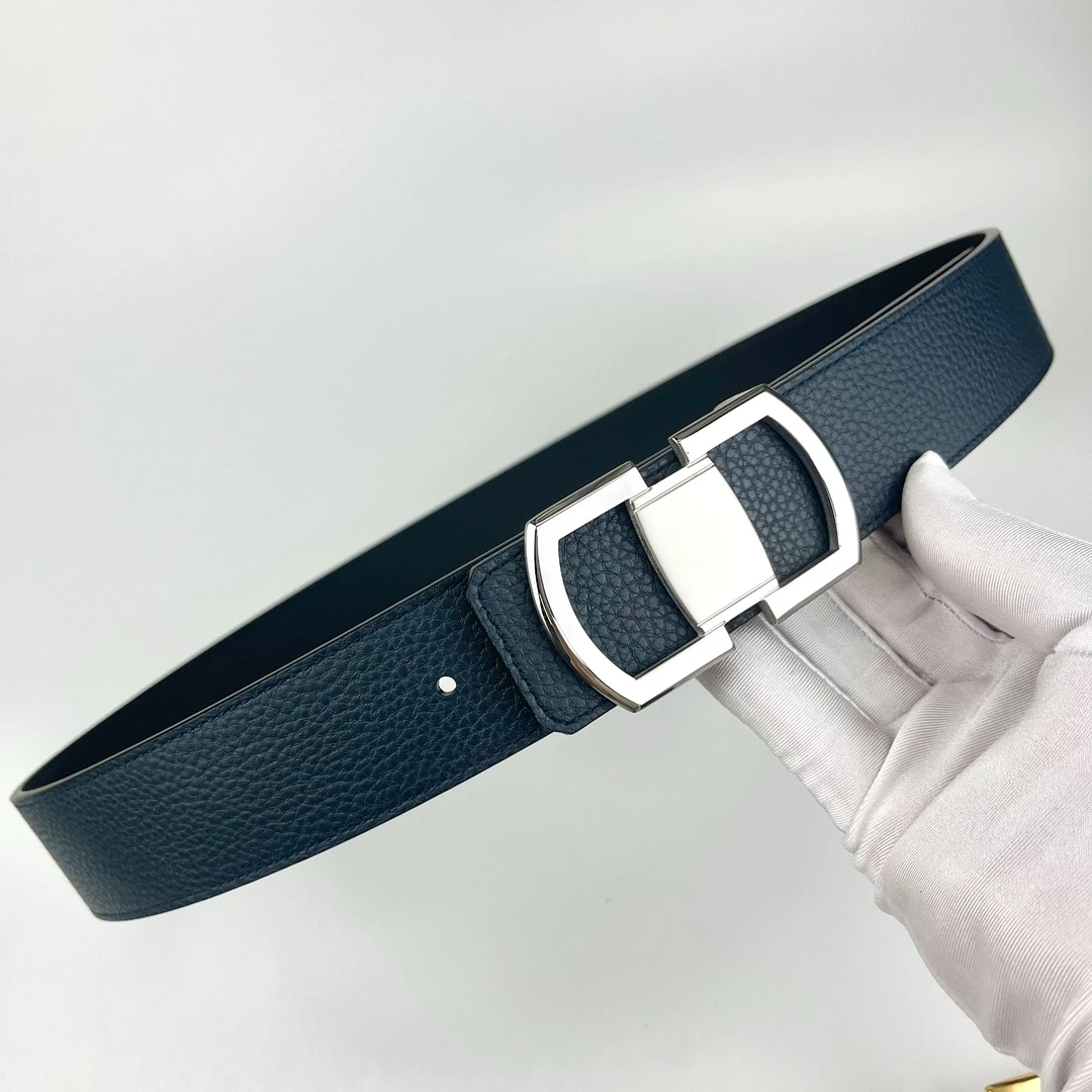 【双D扣】时尚轻奢高档男士牛真皮带百搭经典内穿平滑钢扣腰带SD01