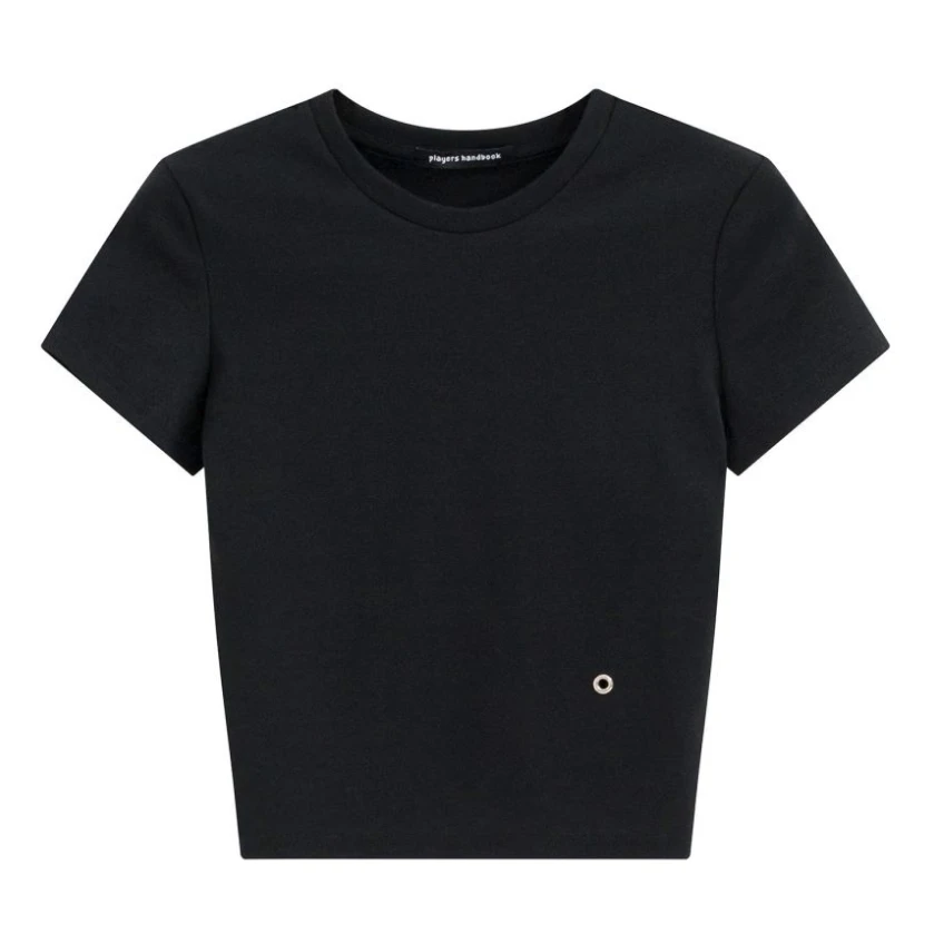 纽结金属环短袖T恤小众设计师款修身弹力磨毛显瘦机能风圆领PH023